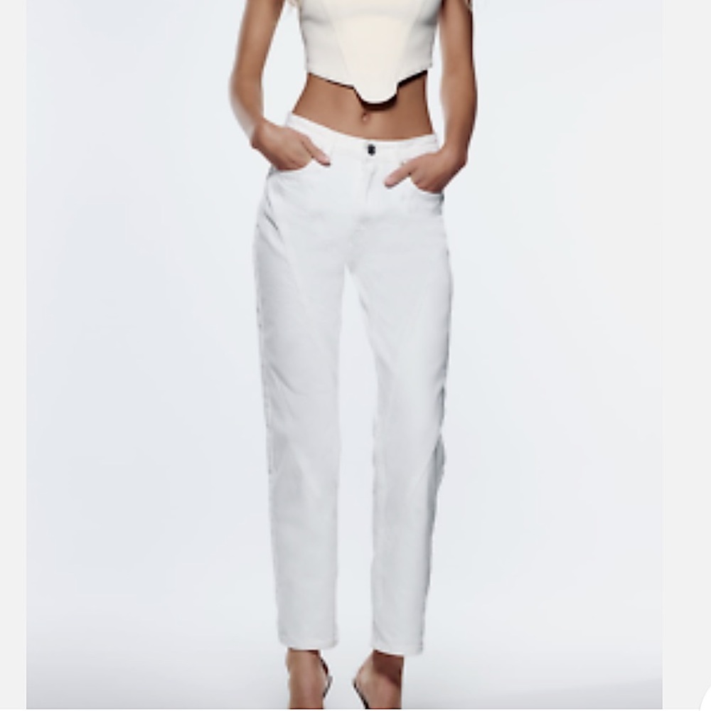 NWOT Zara High Rise Straight White Jeans